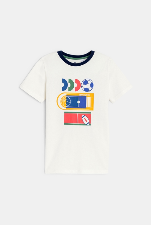 T-shirt manches courtes à motif blanc Garçon