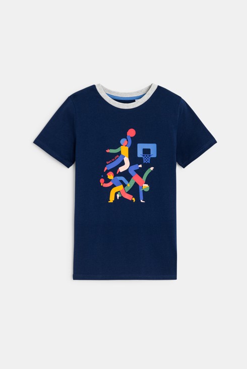 T-shirt manches courtes à motif bleu marine Garçon 2