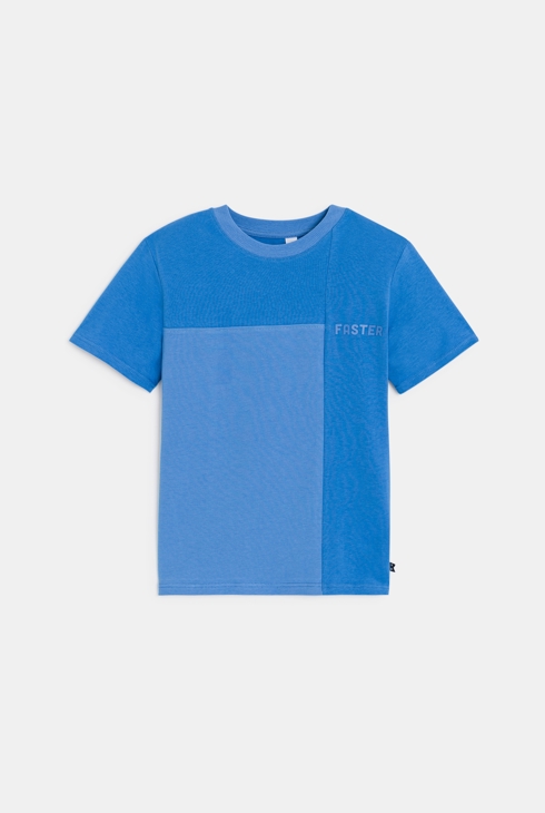 Blaues kurzärmliges Colorblock-T-Shirt für Jungen 1