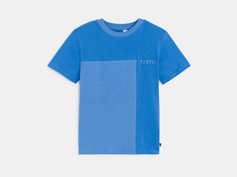 Blaues kurzärmliges Colorblock-T-Shirt für Jungen 1
