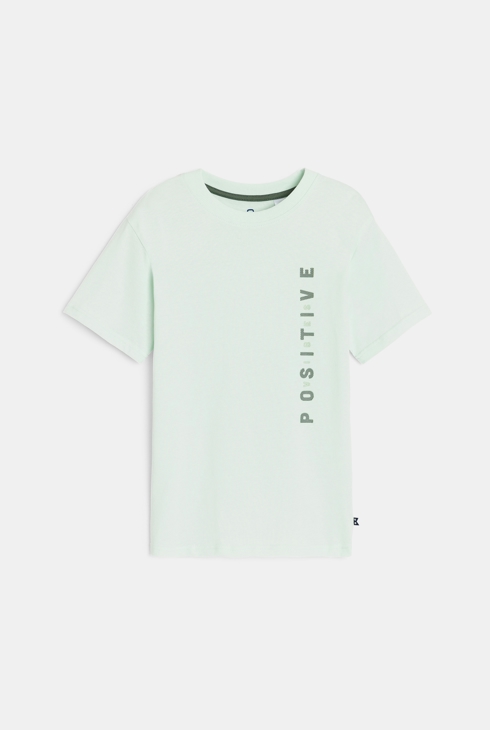 T-shirt manches courtes à message vert d'eau Garçon