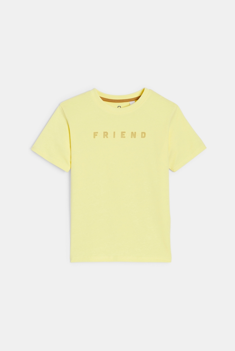 T-shirt manches courtes à message jaune Garçon 1