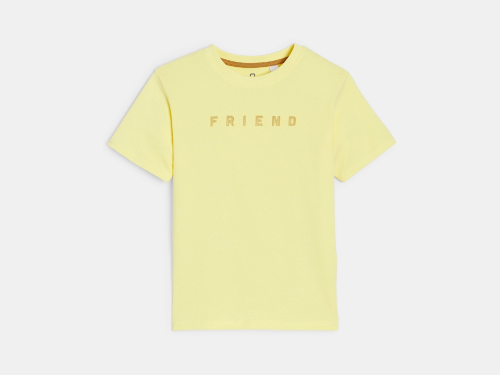 Żółta koszulka z krótkim rękawem z napisem dla chłopca 1