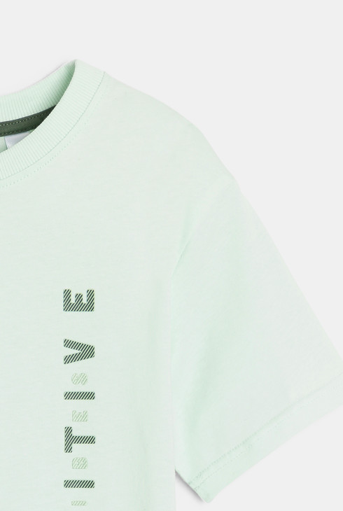 T-shirt manches courtes à message vert d'eau Garçon