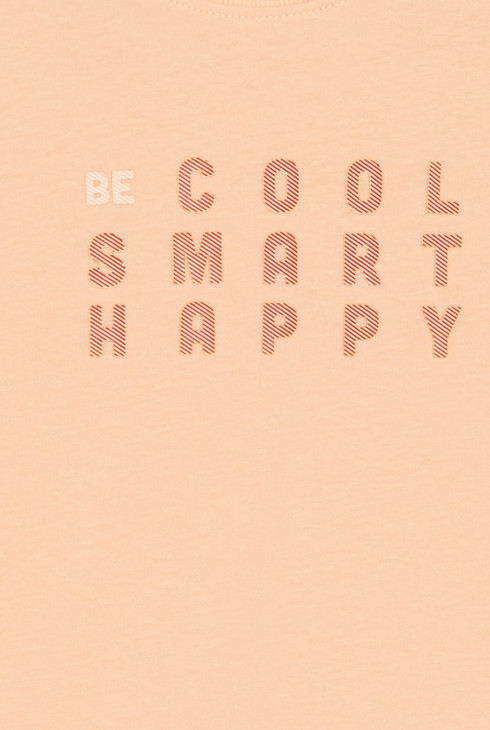 Boy's pastel orange slogan T-shirt with short sleeves 2