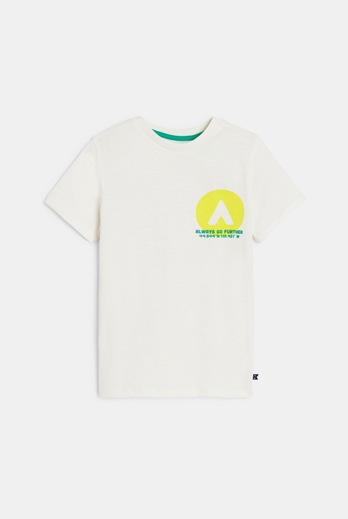 Camiseta de manga corta con mensaje blanco niño 1