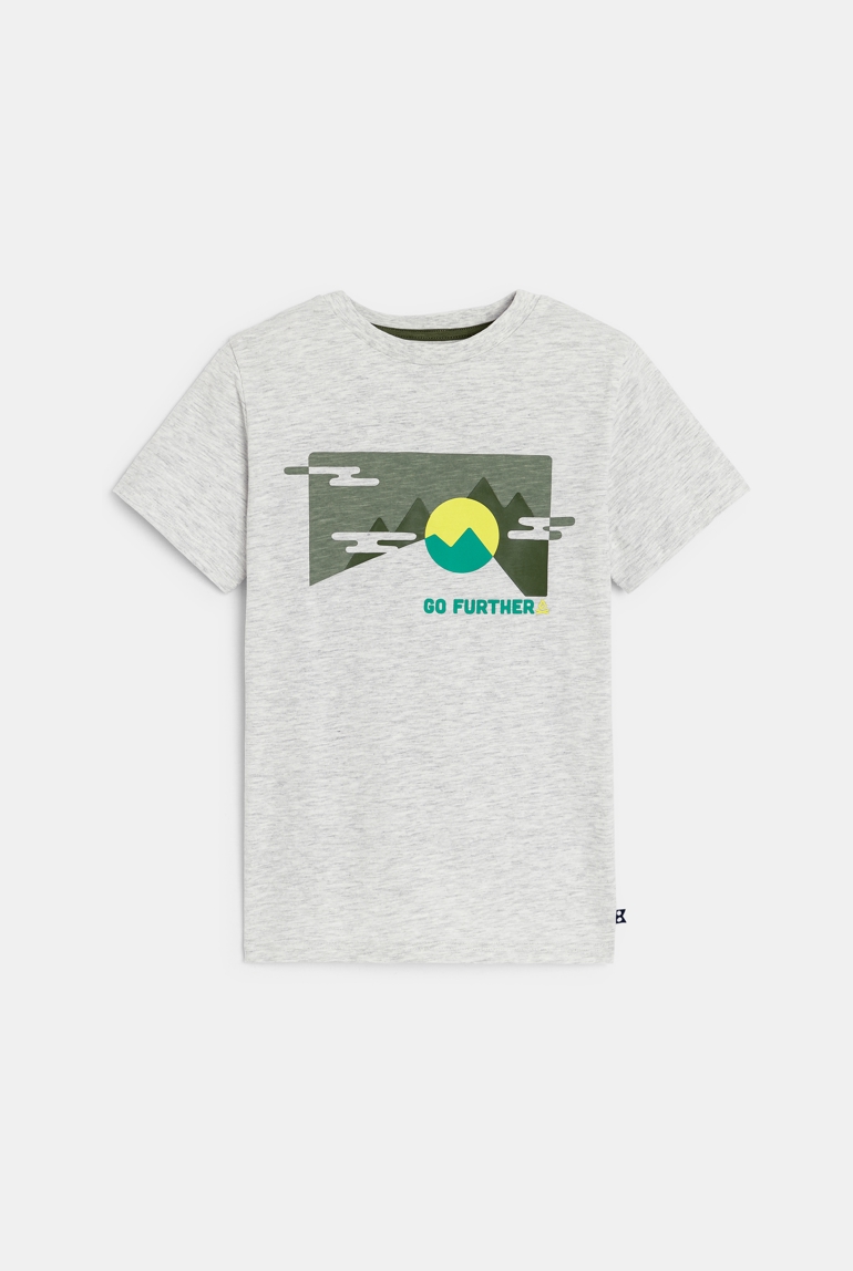 T-shirt manches courtes à message gris chiné Garçon 1