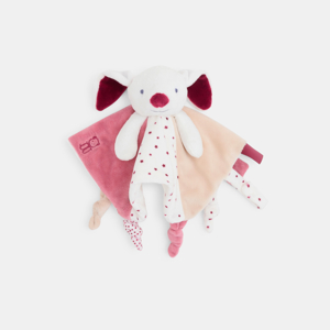 Doudou plat velours lapin rose bébé fille