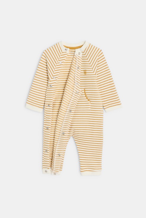 Combi longue molleton rayée jaune bébé garçon