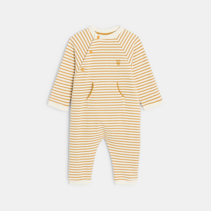 Langer Overall Molton gestreift gelb Kleinkind Junge