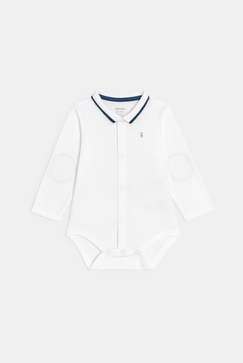 Salopette maille côtelée rayée oie et body bleu bébé garçon 2