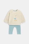 Pull doux sherpa et legging velours côtelé blanc bébé naissance garçon