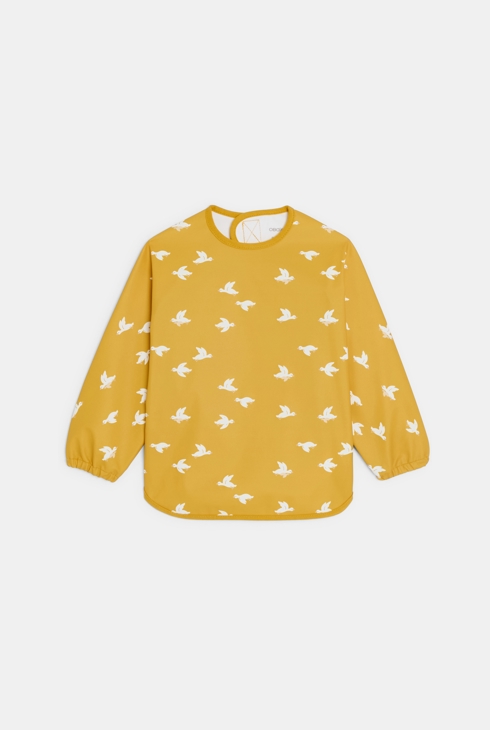 Gele schort met ganzenprint voor babyjongens 1