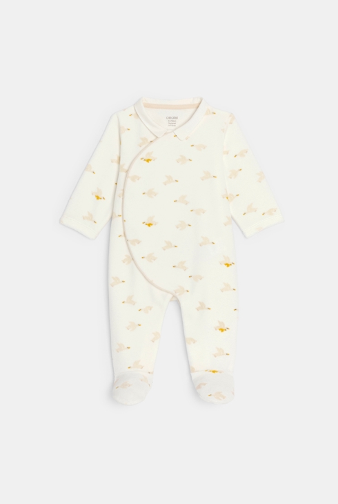 Pelele terciopelo oca beige bebé niño 1