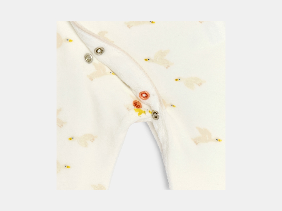 Strampler aus Samt mit Gänsen beige Kleinkind Junge 2