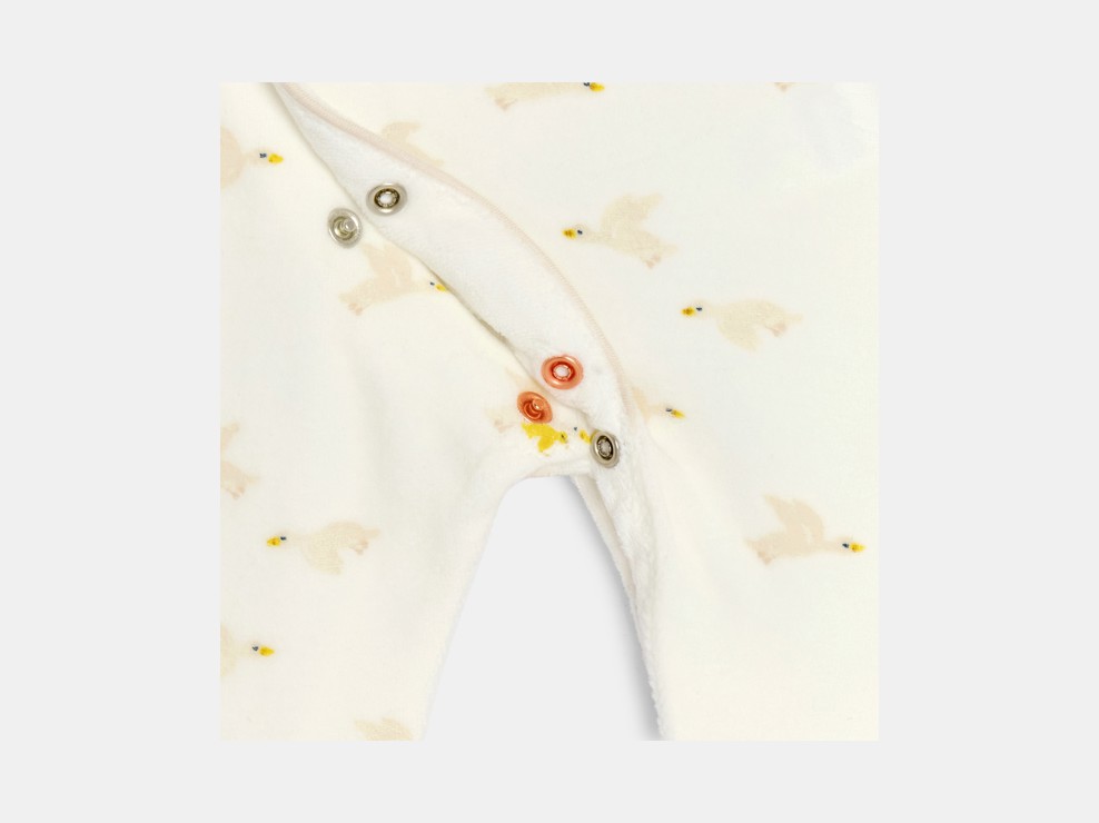 Strampler aus Samt mit Gänsen beige Kleinkind Junge 2