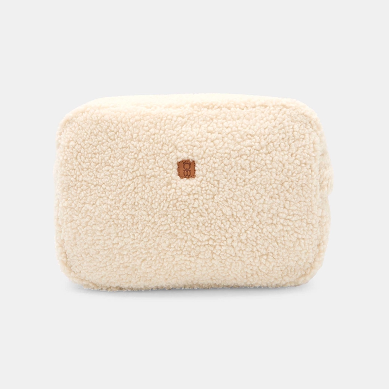 Weiß Kulturtasche aus Teddy-Fleece mit Reißverschluss für kleine Mädchen