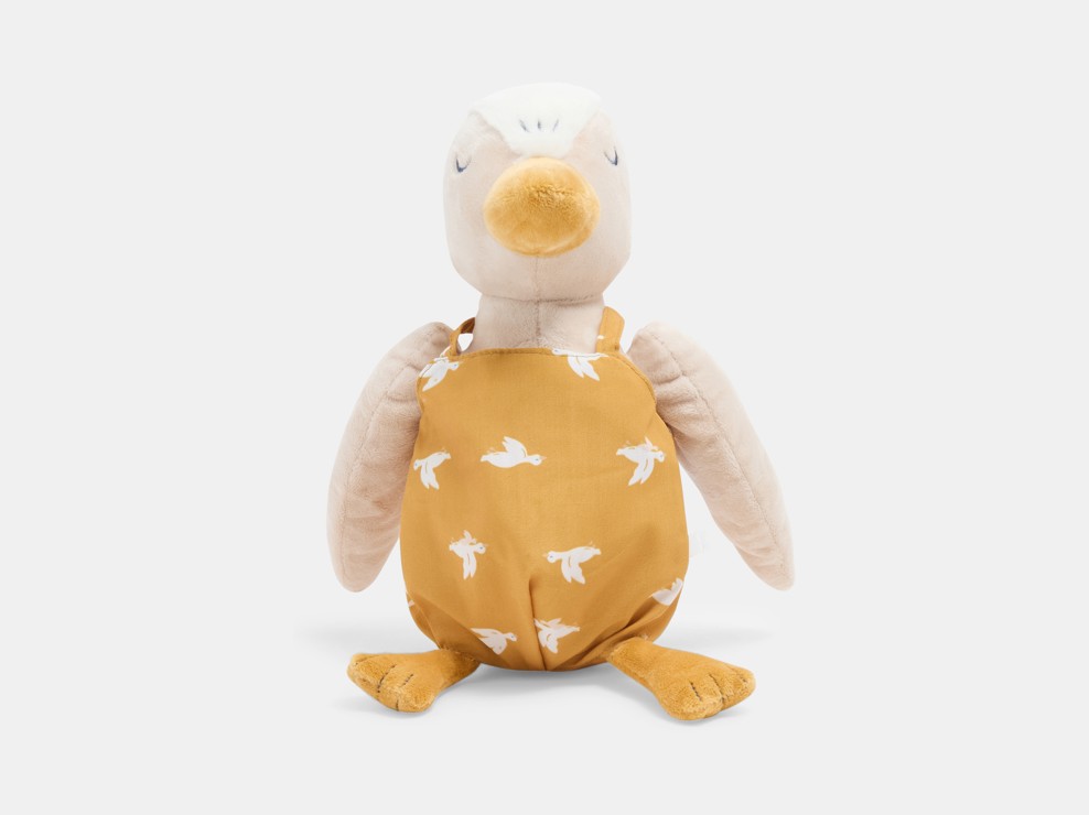 Geel fluwelen vogelknuffeldoekje voor baby's 1