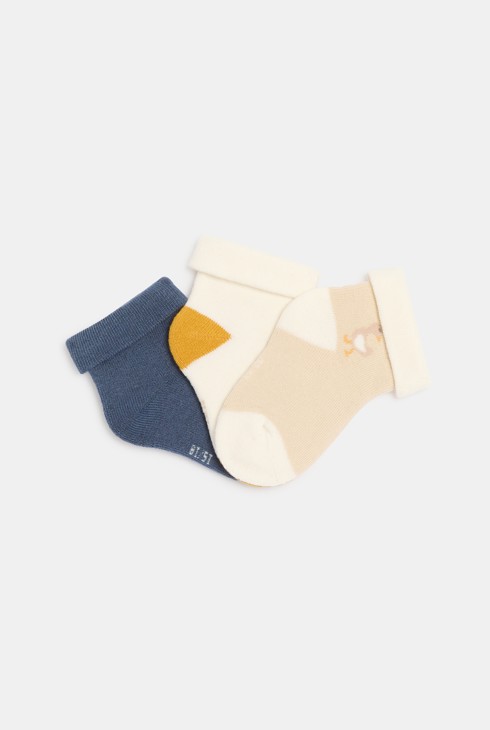 Calcetines beige bebé recién nacido niño (pack de 3) 1