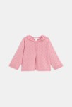Gilet maille tricot pointelle rose bébé fille