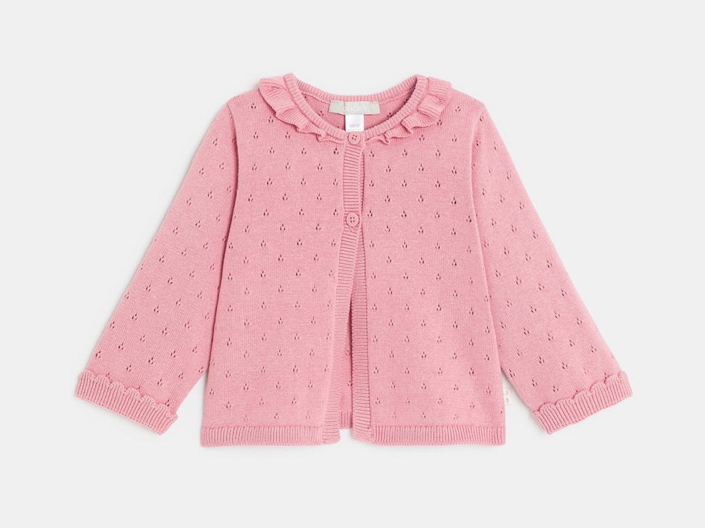 Strickjacke Pointelle rosa Kleinkind Mädchen 1