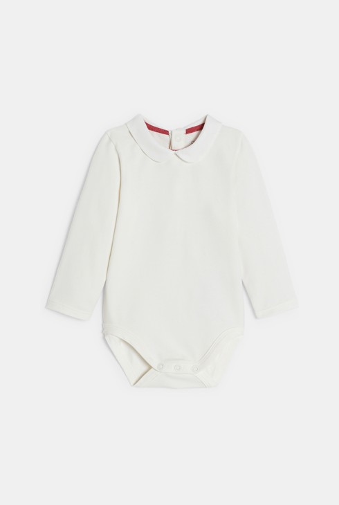 Salopette courte velours brodé et body rouge bébé fille