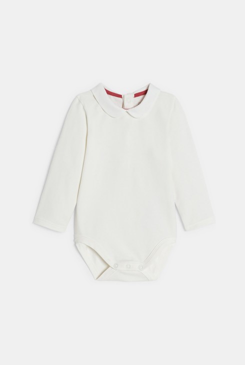 Salopette courte velours brodé et body rouge bébé fille 2