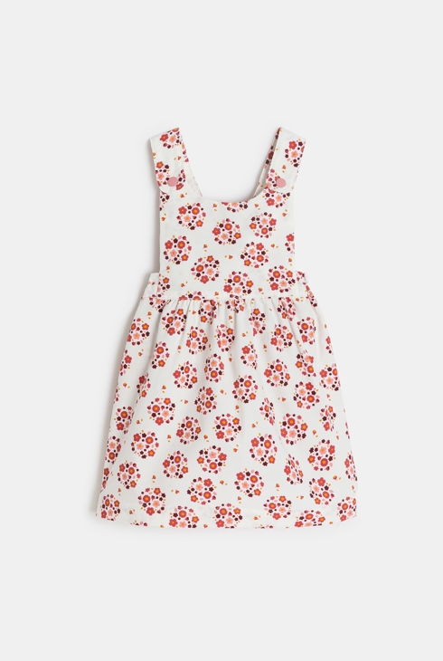 Roze jurk met gebloemd velours en rompertje voor babymeisjes 2