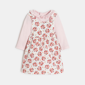 Trägerkleid Samt Blumen und rosa Body Kleinkind Mädchen