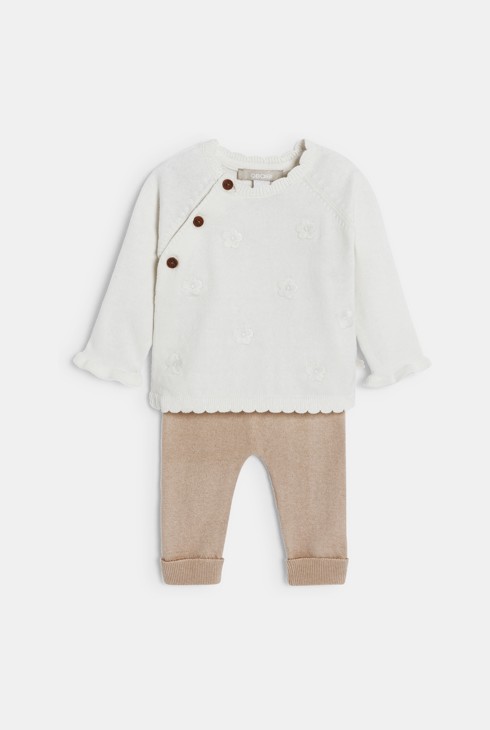 Ensemble tricot bébé beige clair 1