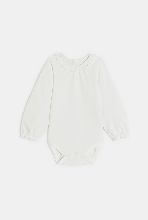 Salopette longue maille tricot et body rose bébé fille