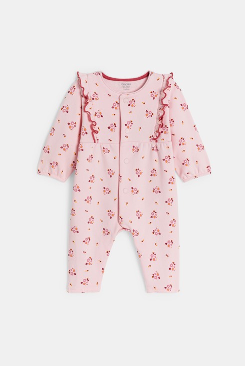 Tutina lunga rosa a fiori per neonata 1