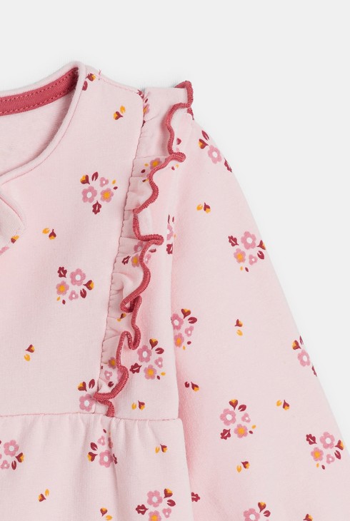 Ružičasti dugački kombinezon s cvjetnim uzorkom za djevojčice 2