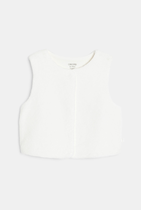 Dors-bien velours fleuri et gilet soft boa blanc bébé fille