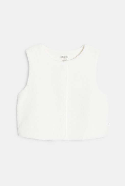 Baby girl's white velvet floral sleepsuit and soft boa cardigan 2