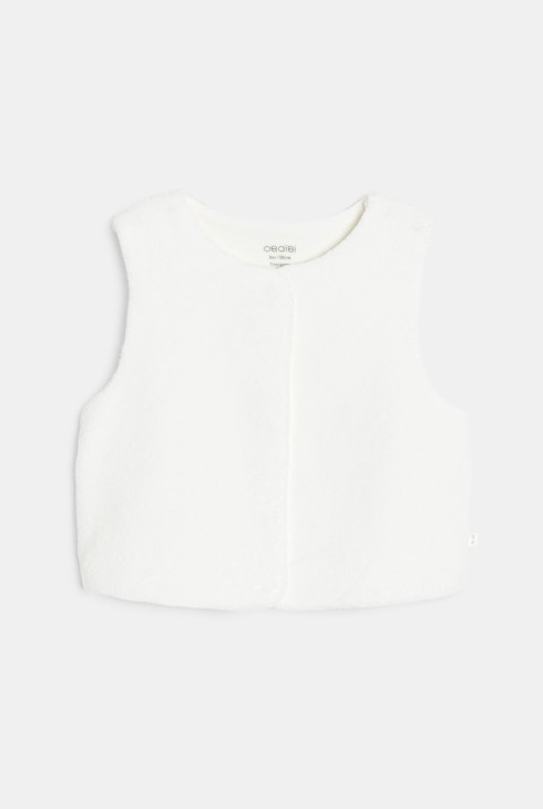 Dors-bien velours fleuri et gilet soft boa blanc bébé fille 2