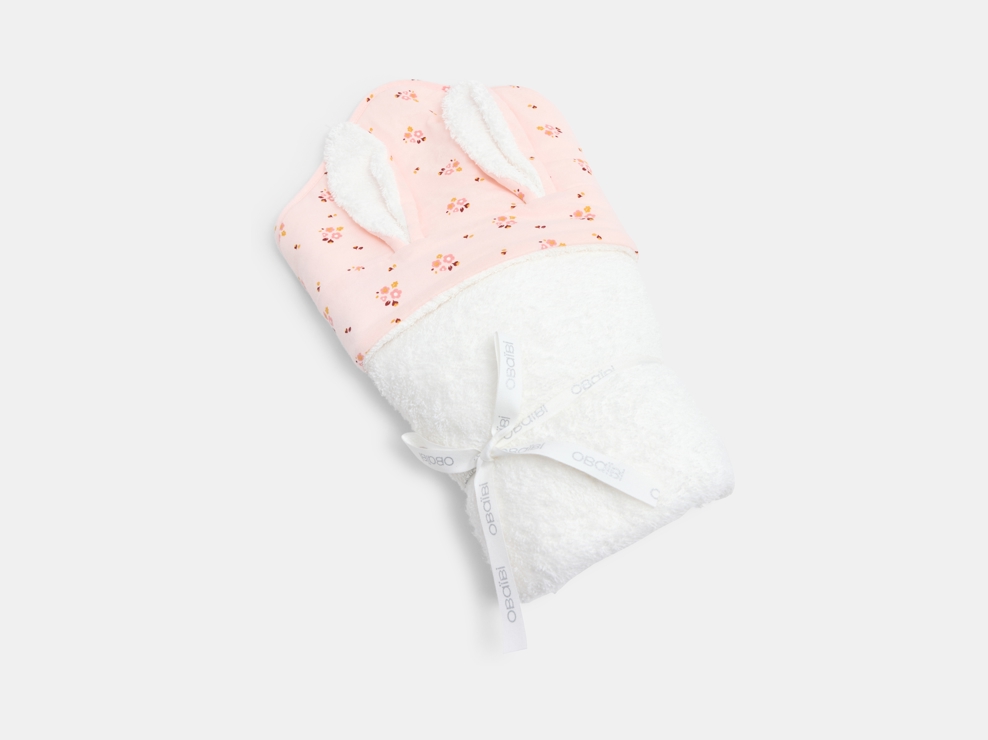 Cape de bain éponge rose lapin bébé naissance fille 1