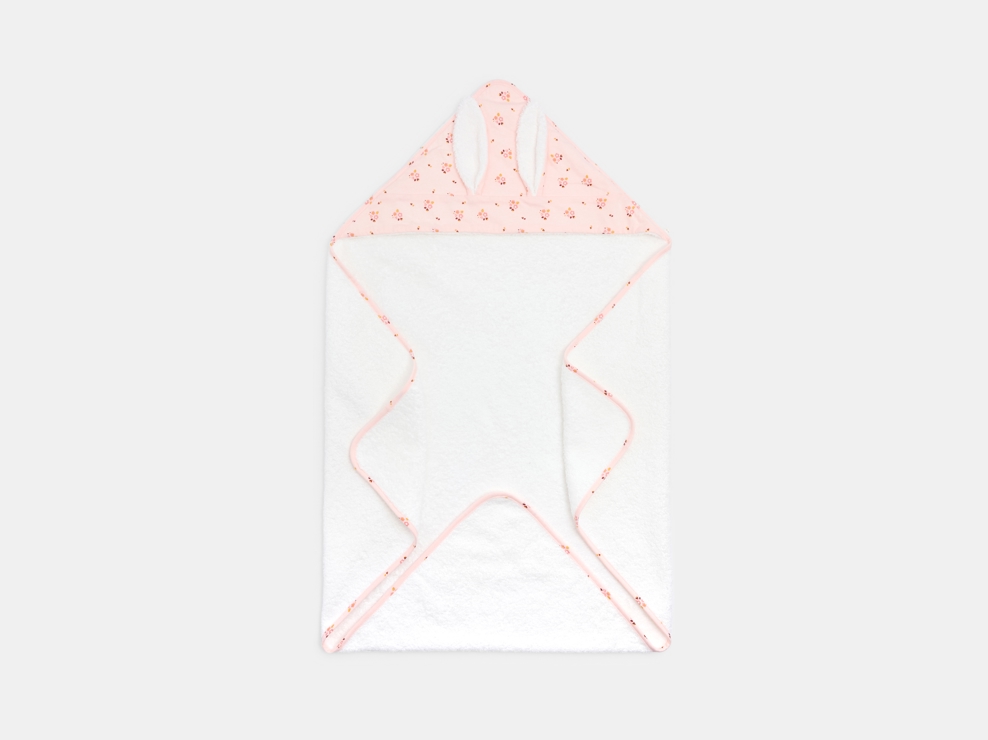 Rožnati kopalni plašč iz frotirja z zajčkom za dojenčice 2