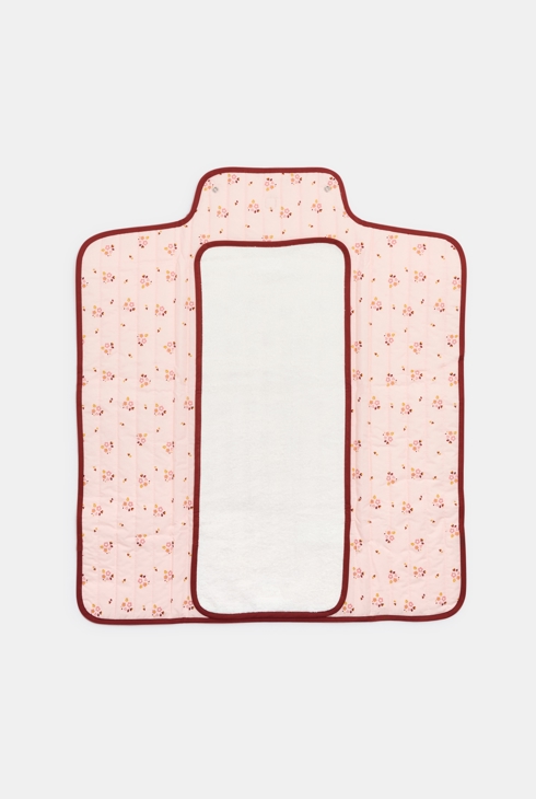 Tapis à langer de voyage rose fleuri naissance fille