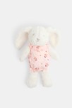 Doudou lapin soft boa rose bébé fille