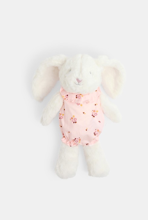 Doudou lapin soft boa rose bébé fille 1