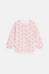 Tablier d'activités imprimé fleurs rose bébé fille