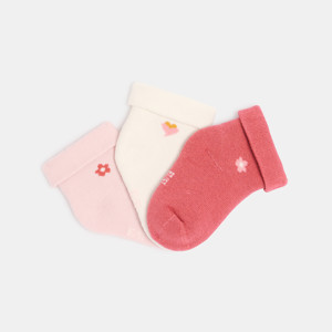 Chaussettes fleurs rose bébé naissance fille (lot de 3)