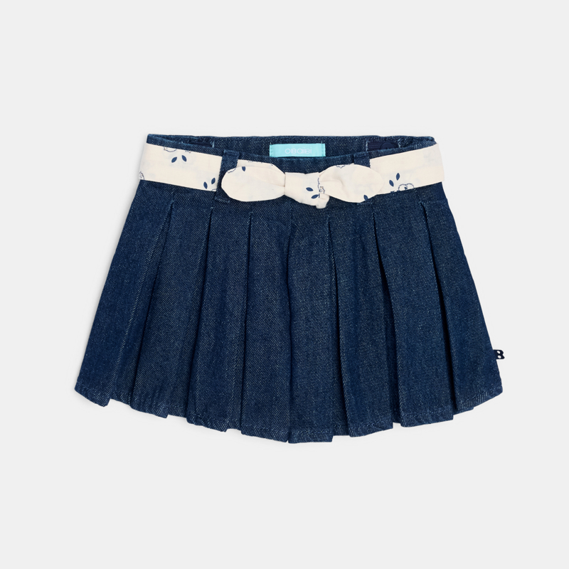 Kurzer Faltenrock aus Raw Denim blau Kleinkind Mädchen