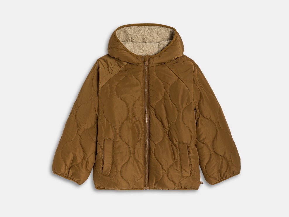 Blouson réversible moumoute/matelassé marron Garçon 1