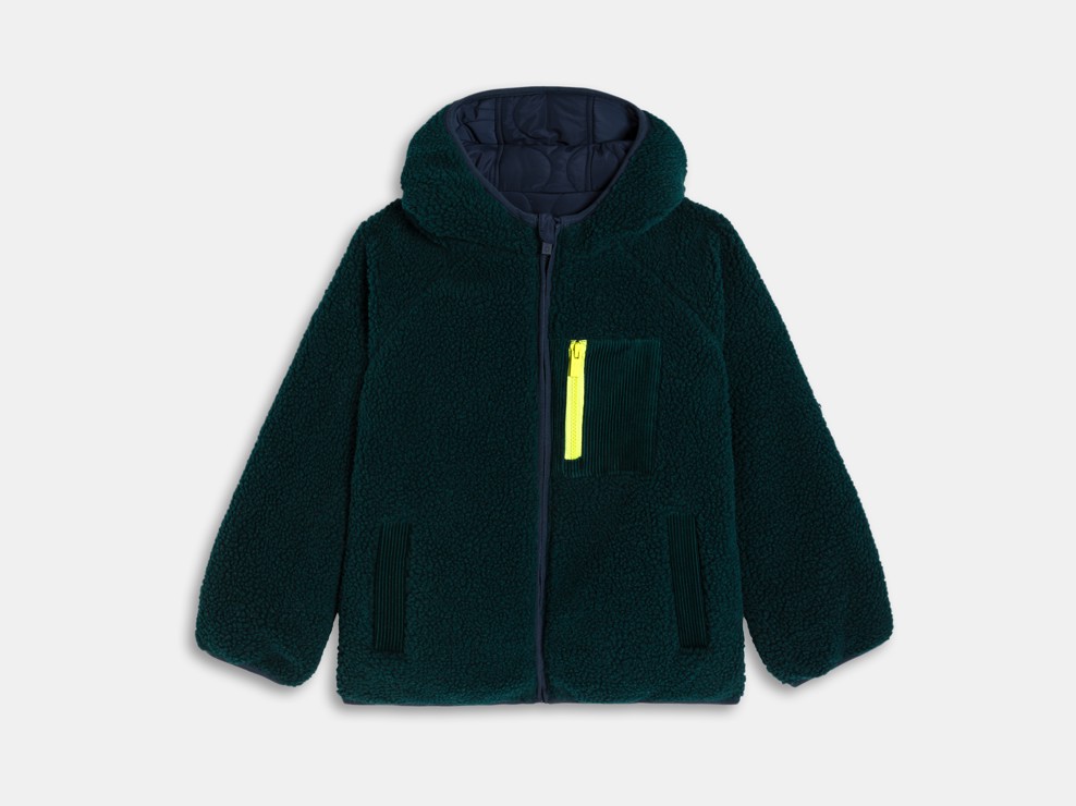 Marineblauw omkeerbaar donsjack met fleece/wattering voor jongens 2