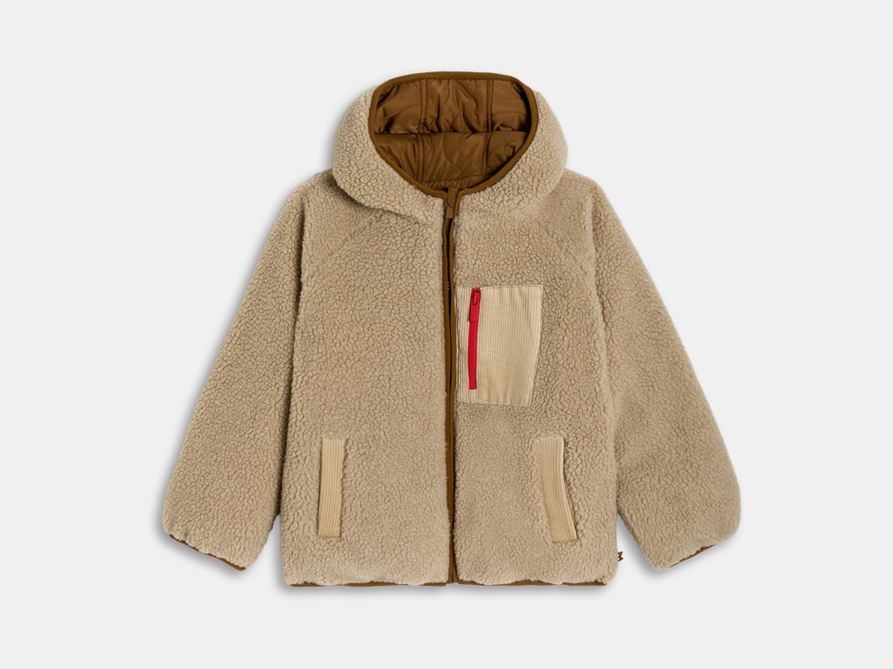 Blouson réversible moumoute/matelassé marron Garçon 2