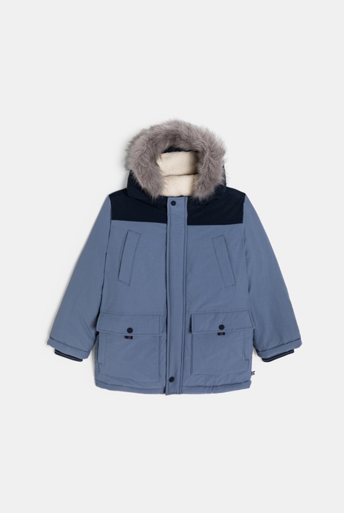 Parka chaude déperlante avec capuche bleu Garçon 1