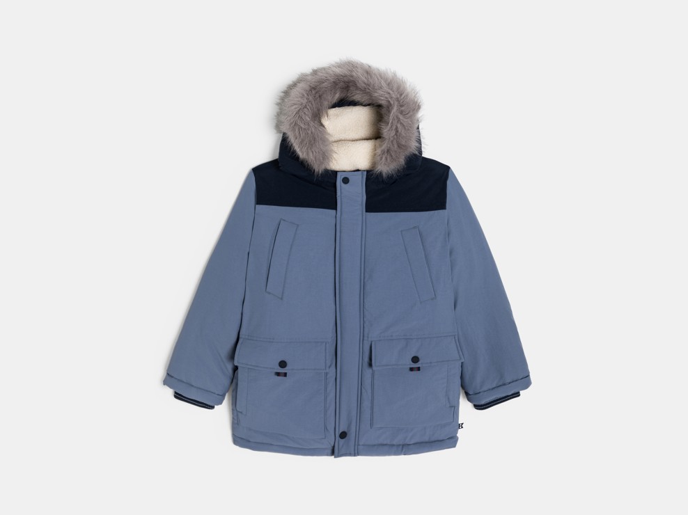 Warmer, wasserabweisender Kapuzenparka in Blau für Jungen 1