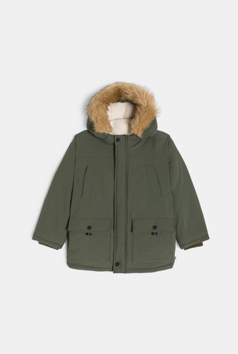 Warmer, wasserabweisender Kapuzenparka in Kakigrün für Jungen 1